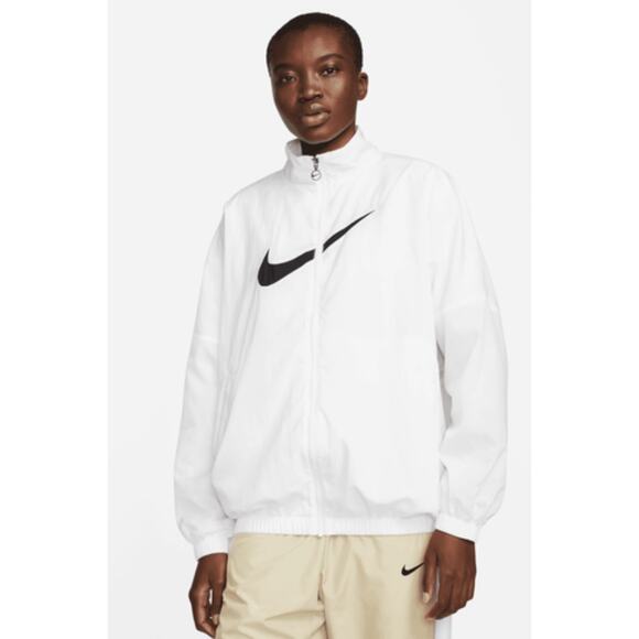 Nike White ESS Woven Jacket Full Zip Activewear Lightweight Womens Large NWT - Picture 3 of 10